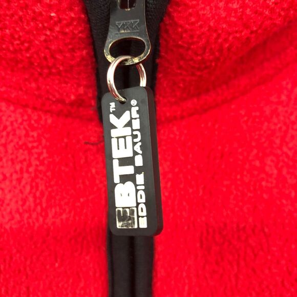 Eddie Bauer EBTEK Red Fleece Full Zip Jacket, Zip Pockets, Men’s SZ L Tall - Picture 3 of 8